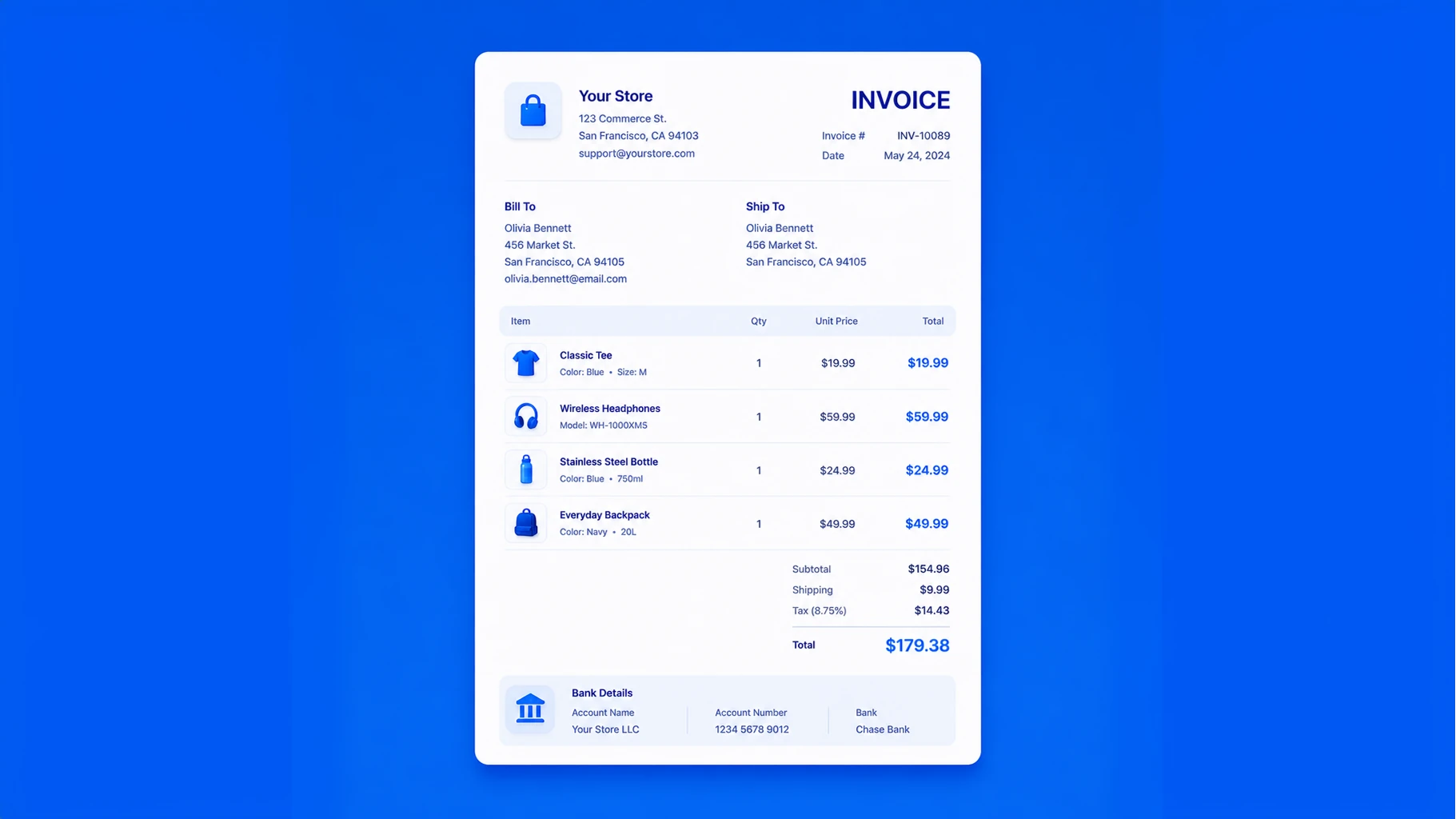 Your account, on every invoice